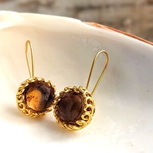 9.8 Carats Simulated Alexandrite Color Changing In Brushed 24k Plated Earrings